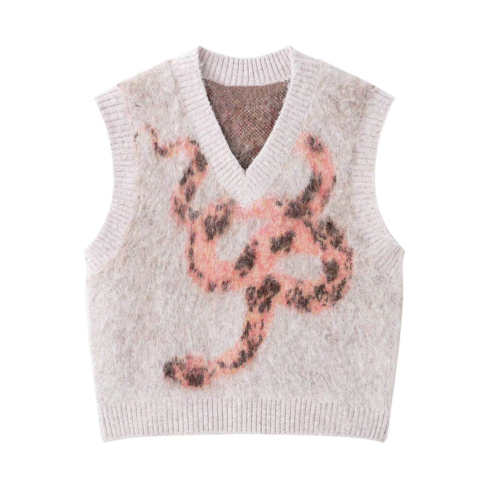 

Spring 2025 Women s Brushed Jacquard Knit Vest - Simple & Elegant Small