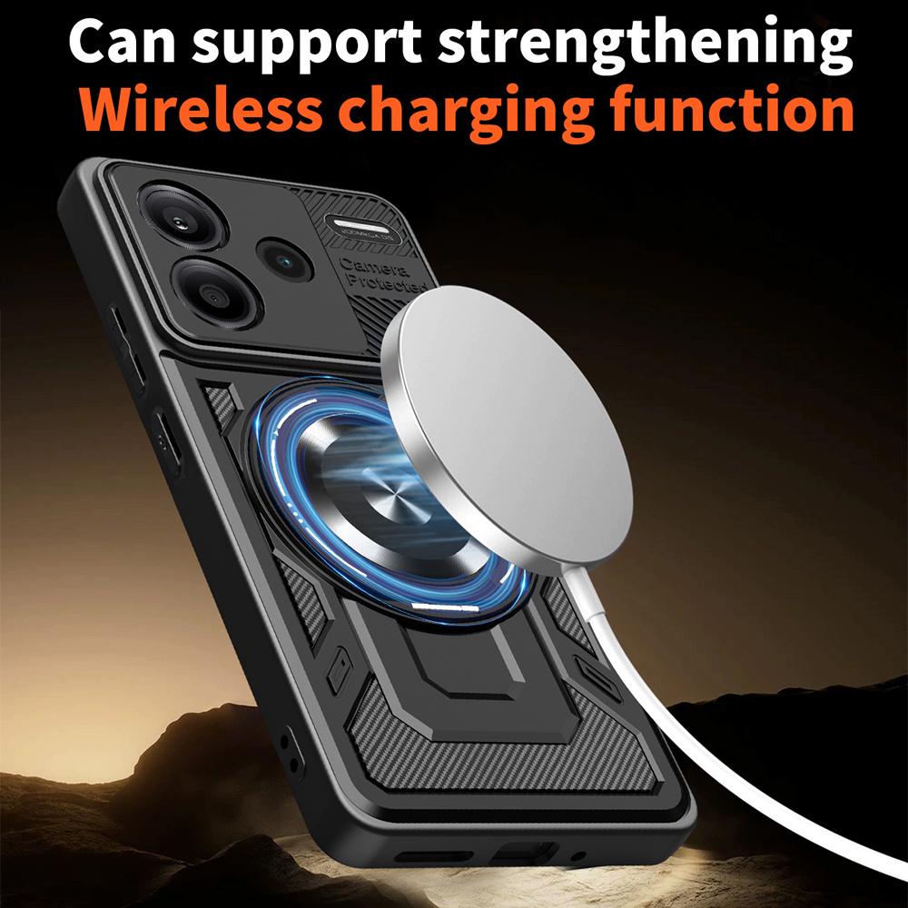 For Xiaomi Redmi Note 13 Pro+ 5G Magnetic Case Rotating Kickstand TPU+PC Phone Cover