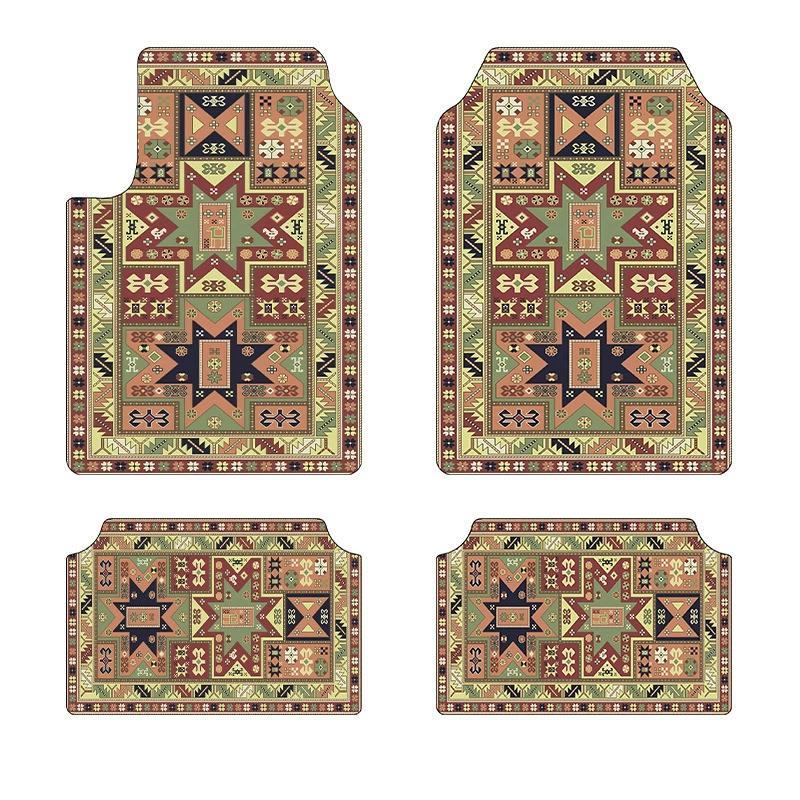 Vintage Persia Kilim Complete Car Foot Mat Machine Made Suede Anti-Skid PVC Bottom Wear Resistant Universal Car Interior Rug