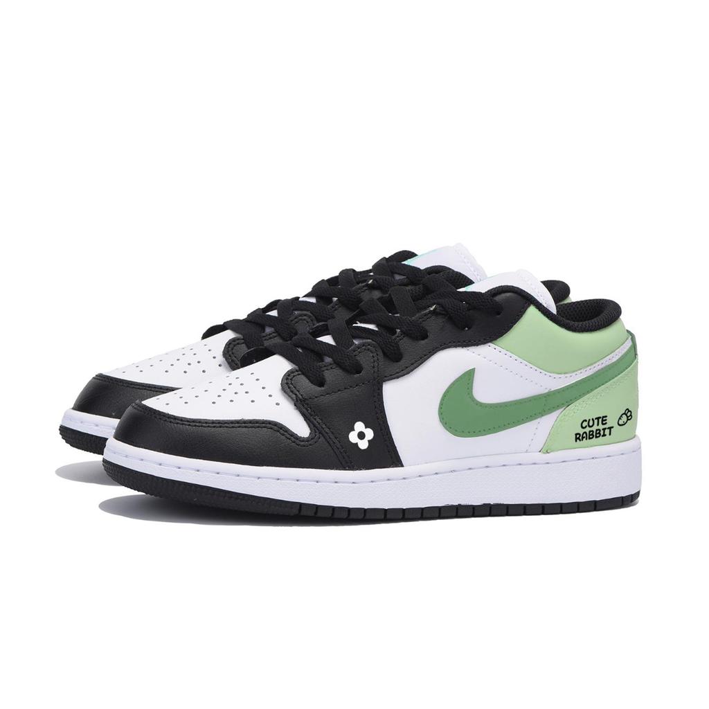 Jordan Air Jordan 1 Low top Vintage Basketball Shoes Men's White Green 553558-131(Team85-)