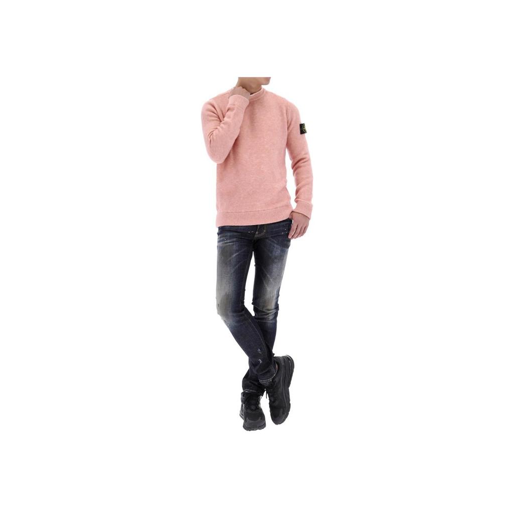 Stone Island Solid Logo Knit Long Sleeve Sweater Men sweater Pink 7715543C1-V0083