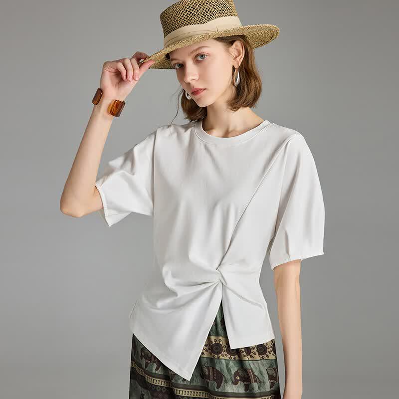 Fogway Women s High Cotton Twist-Knot Short Sleeve T-Shirt XL