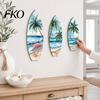 French Vintage Home Decor 3Pcs Wooden Surfboard Wall Art Decor, Natural Wood Hanging Sign, Sun-resistant Sculpture Lightweight Tropical Summer