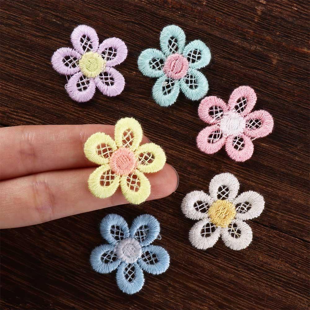 Supplies for Girls Embroidered DIY Crafts Headwear Accessories Knitting Material Flower Patches