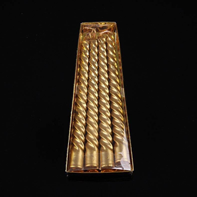 8-10 Inch 4-pack Electroplated European Thread Long-stem Candle Gold, Silver, Red and White Spiral Candle for Decorative Candle Holder