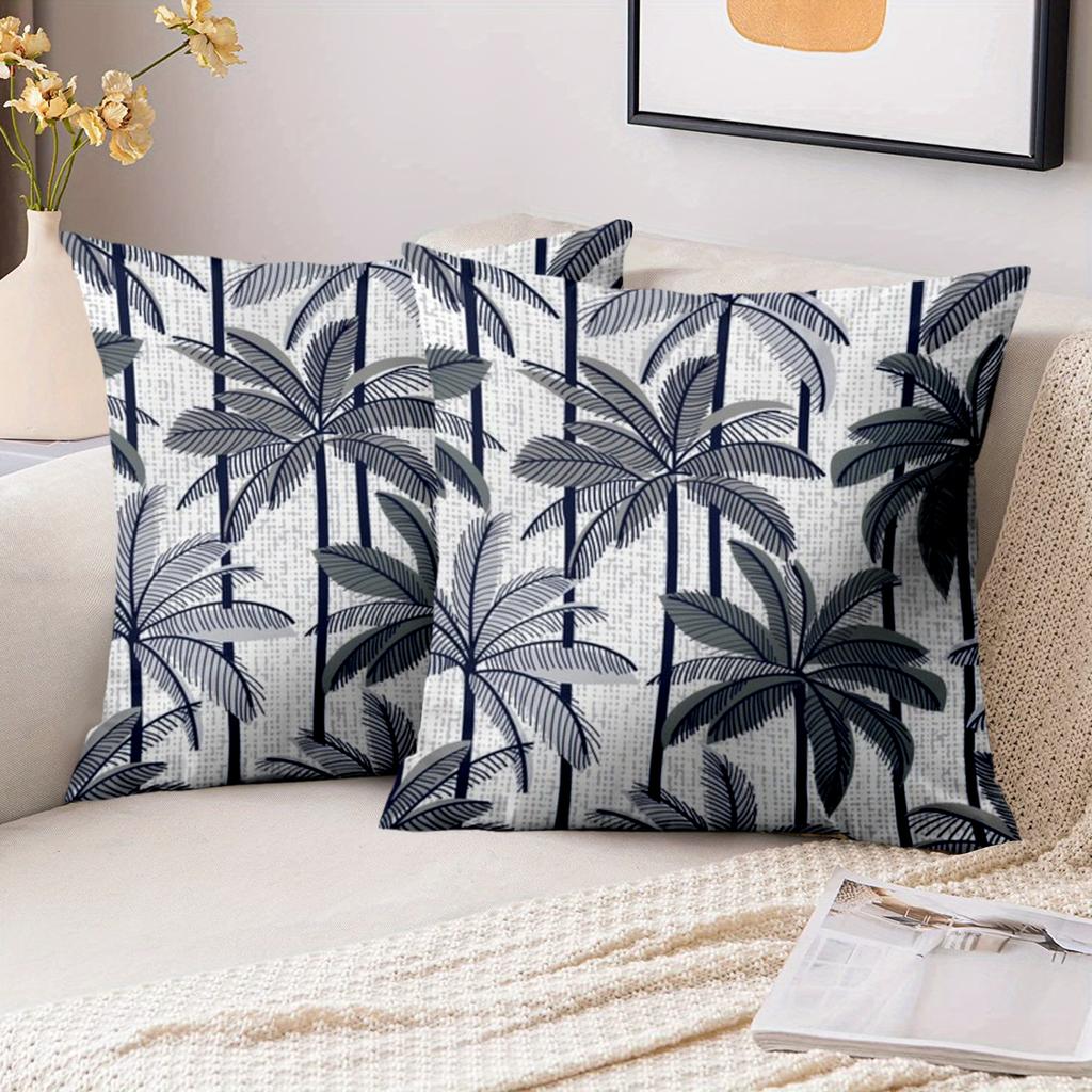 Pieces Tropical Palm Tree Print Square Throw Pillow Cases Pattern Cushion Cover Suitable for Sofa Bedroom Car Pillow Cover