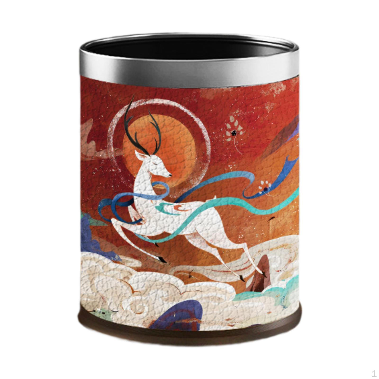 Open Garbage Top Waste Basket 10 L Elegant Capacity Without Kitchen Wear for Living Deer Silver