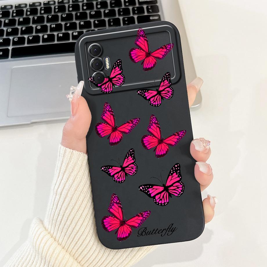 Für Tecno Spark 8P Spark8P 8 P KG7 Hülle Abdeckung Weiches Silikon TPU Blume Schmetterling Girly Mode Malerei Handyhülle Stoßstange Fundas