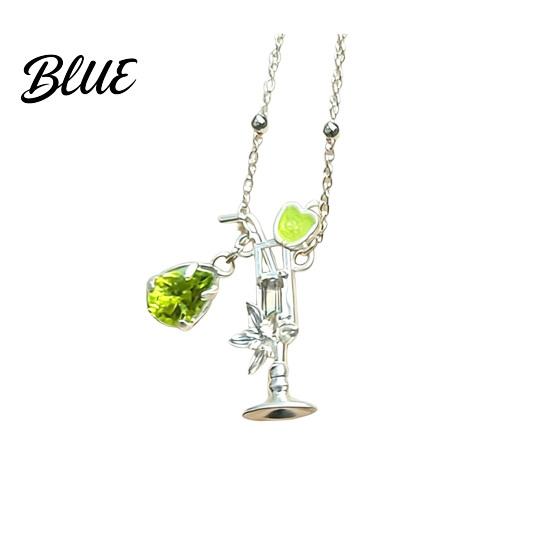 Everyday Wear Necklace Women Cocktail Glass Shape Charm with Beautiful