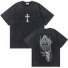Gewaschenes Vintage Christian Jesus Grafik T-Shirt für Herren Hohe Qualität Baumwolle T-Shirts Herren Hip Hop Gothic Oversized T-Shirt Streetwear