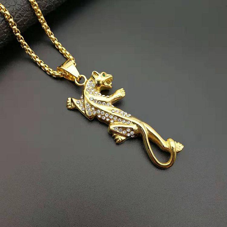 New Fashion Stainless Steel Jewelry Titanium Steel Leopard Pendant with Chain Necklace,Pendant  Necklace for Man 60cm