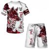 T Shirt & Shorts Sets 2piece Suit for Mens Animal Pattern Print Short Sleeve Tracksuit Leisure 3D Polyester Man's Set