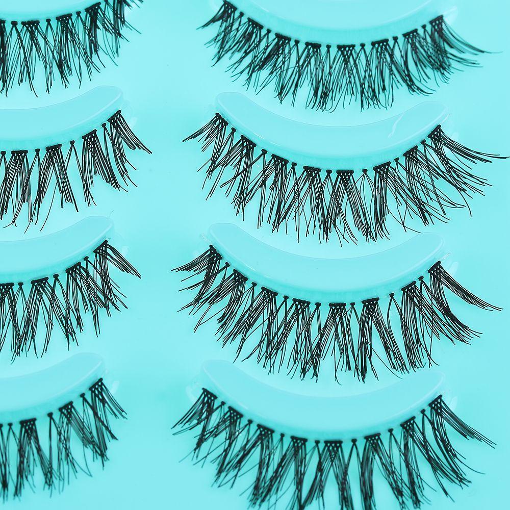 5 Pairs Makeup Natural Thick Cross False Eyelashes Eye Lashes Extension Handmade Black