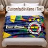 Fenerbahçe FC Printed Flannel Blanket Custom Name Text Soft Warm Throw For Bedroom Holiday Gift