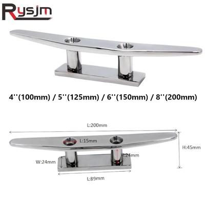 316 Stainless Steel Boat Cleat Low Flat Cleat 4inch 5inch 6inch 8inch Polished Surface Combo Mooring Cleats for Boat Accessories