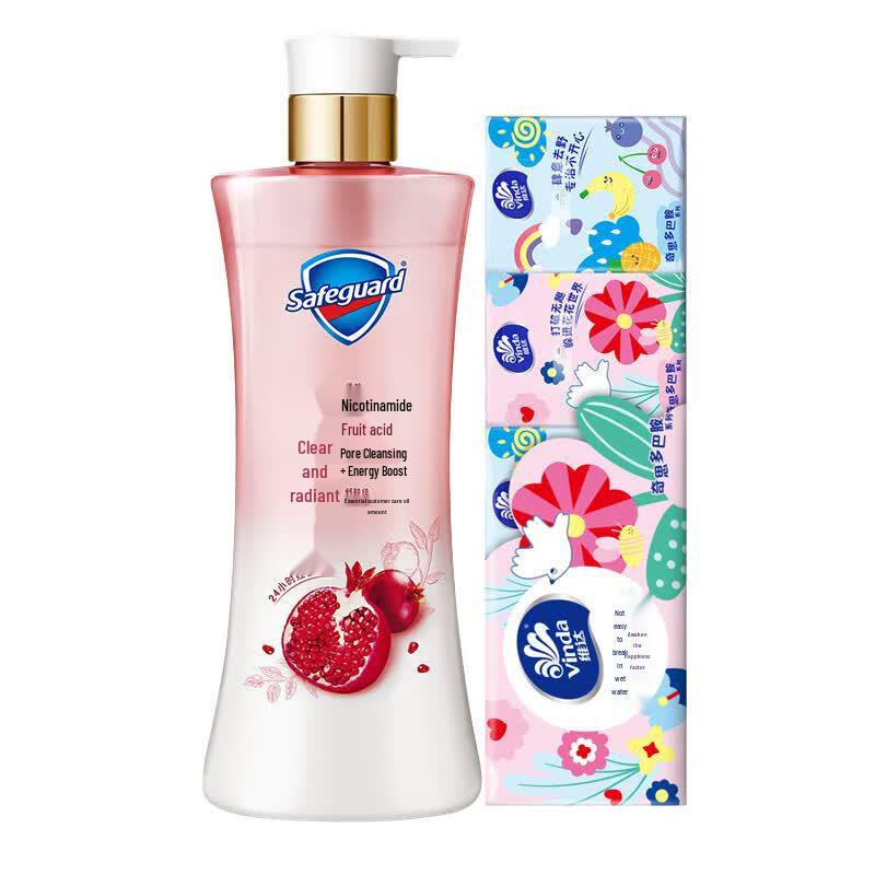 Vinda Handkerchiefs & Safeguard Pomegranate Shower Gel Bundle