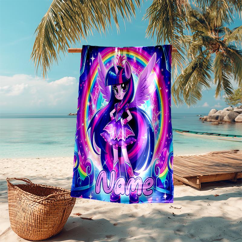 Personalized customized proof beach towel with My Little Pony pattern - soft, absorbent,quick-drying,perfect swimming,camping&bathing
