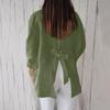 Damenmode Farbe 3/4 Ärmel Lässig Revers Spitze Rückseite Hemd Top