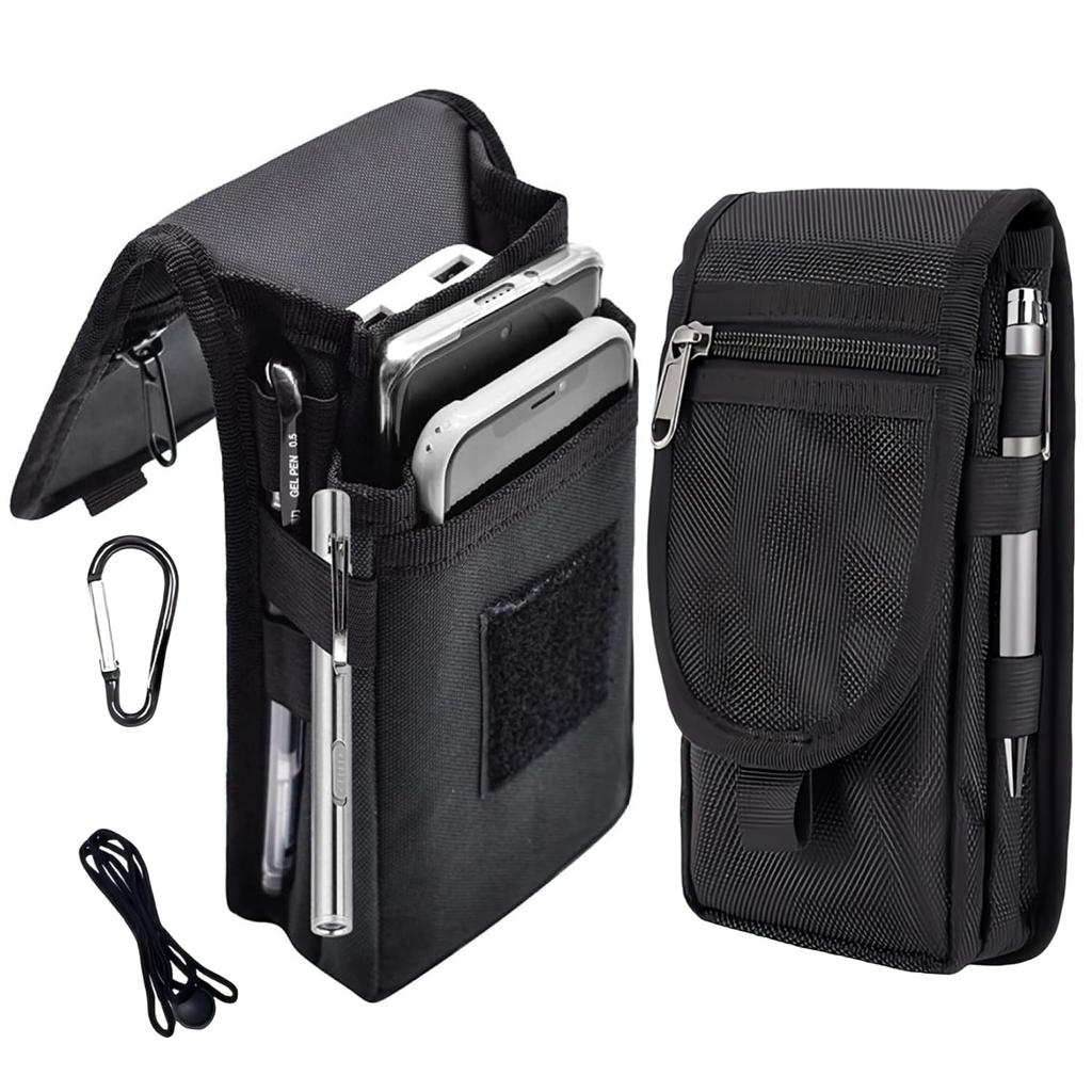 Smartphone Pouch with 4 Pockets and Pen Carabiner Belt Pouch for Belt Pen Cell Phone Pouch Holder, Included, Men, Case, Holder,