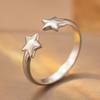 Stainless Steel Gold Color Star Moon Open Rings for Women Minimalist Metal Geometric Adjustable Ring Waterproof Jewelry Gift