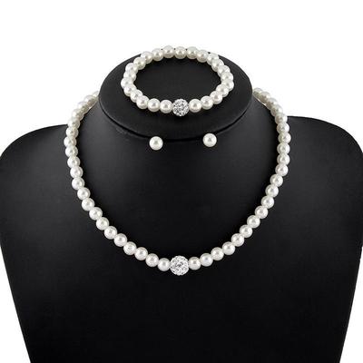 Elegant Pearl and Diamond Jewelry Set: Includes Necklace, Bracelet, and Earrings (Model N4125)