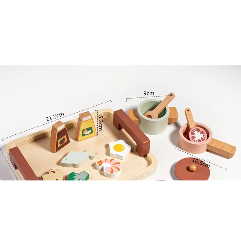 Wooden Pretend Plays Girls Toys Kitchen Game Simulated Makeup Play House Afternoon Tea Playset Cuting Food Educational Toys Gift