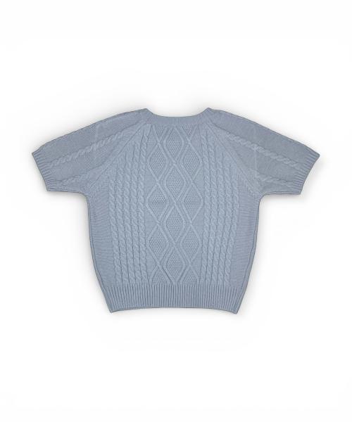Bonseullipi Cable Half Sleeve Knit (Indie Blue)