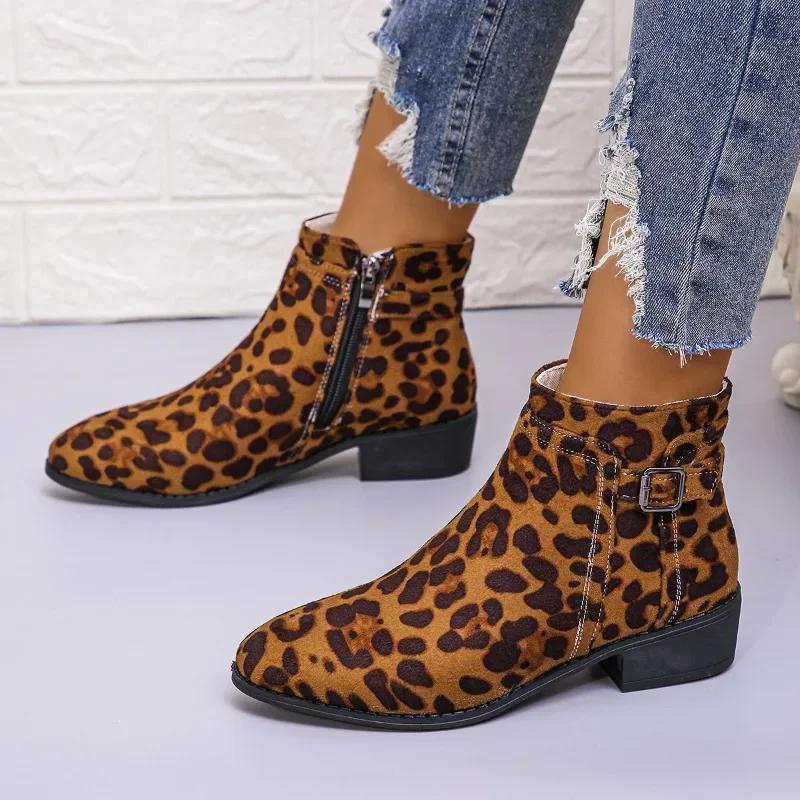 Fashion 2024 Hot Sale Shoes for Women Side Zip Women's Boots Winter Round Toe Suede Solid Short Barrel Low Heels Large Size Naked Boots