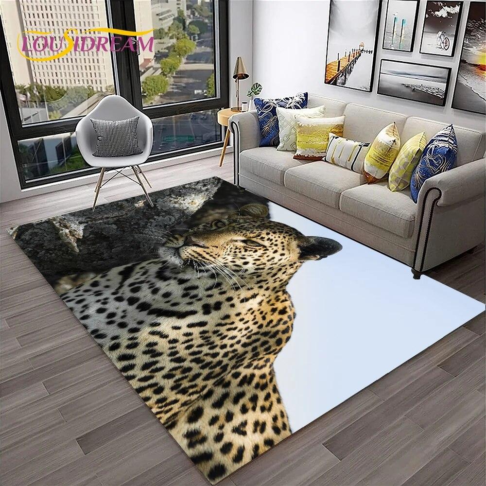 Beast Leopard Cheetah Cartoon Animal Carpet Rug for Home Living Room Bedroom Sofa Doormat Decor,kids Area Rug Non-slip Floor Mat