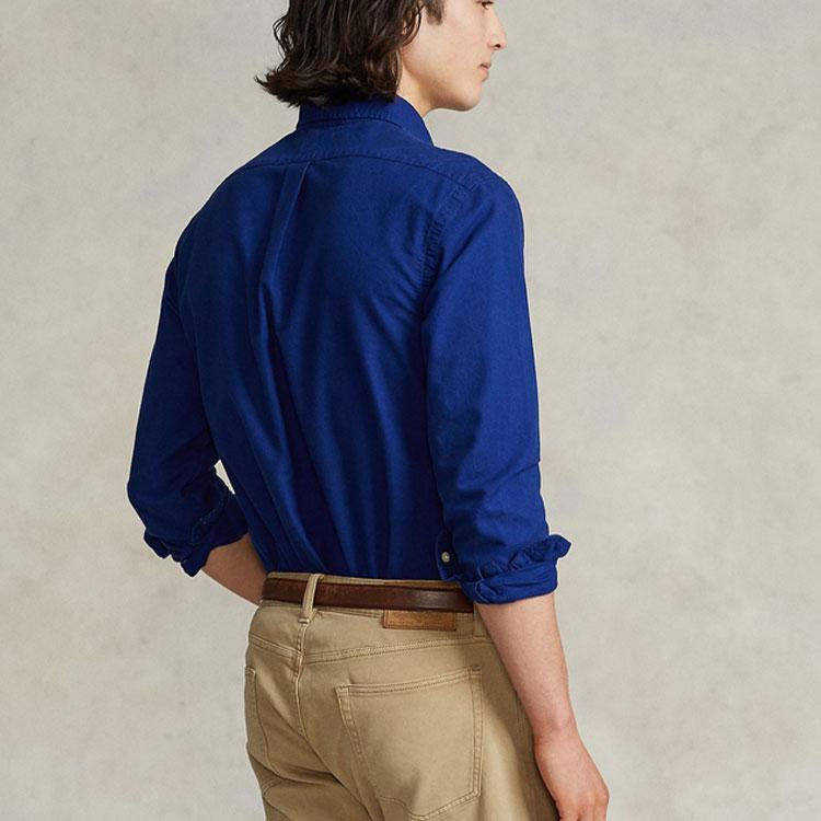 Polo Ralph Lauren FW21 Logo Embroidered Oxford Long Sleeve Shirt Men shirts Blue MNPOWOV16821770-400