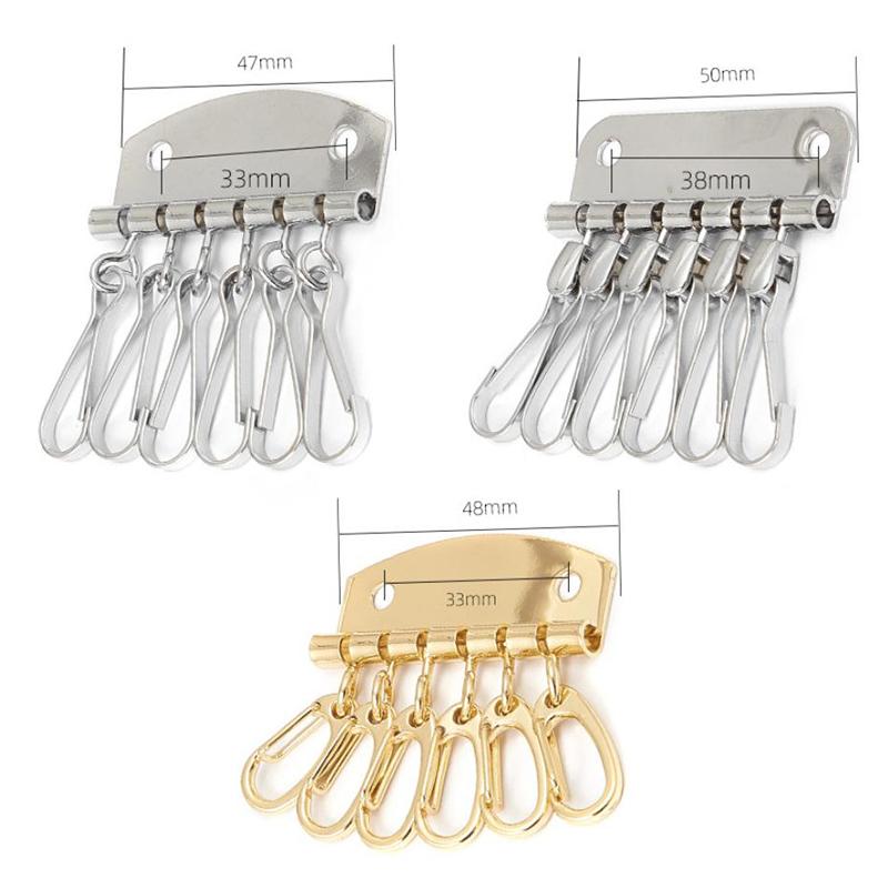 1PC Anti-fall Key Holders 6 Hooks Metal Rivet Wallet Key Clasp Clip Practical Small Keyring for Birthday Gifts