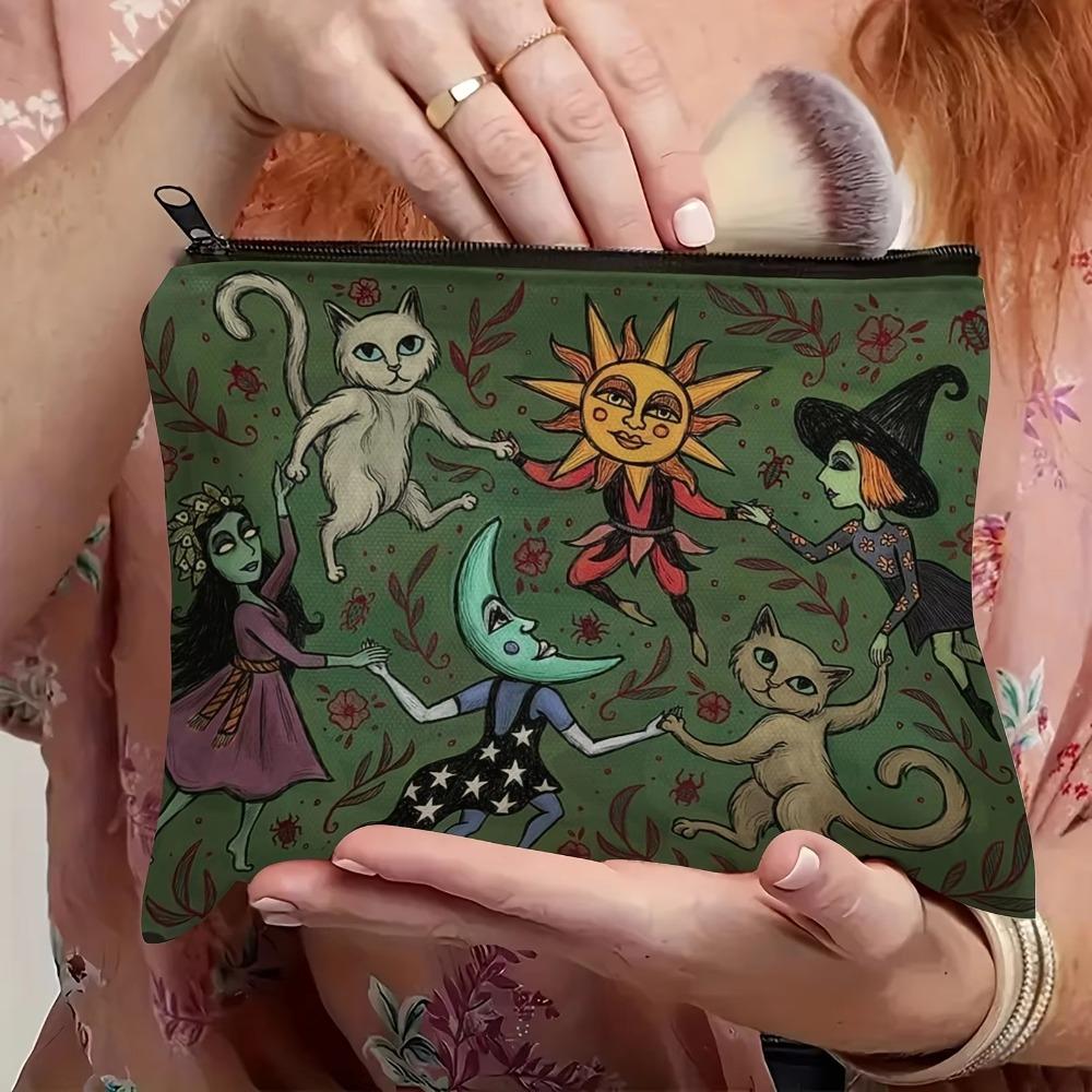 Cat and Moon Design Storage Bag Trendy Forest Bag New Makeup Bag  Student Use