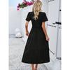 Long Dress For Woman Summer Solid Casual Beach Maxi Dress Short Sleeve V Neck Elegant Female Dresses Office Holiday