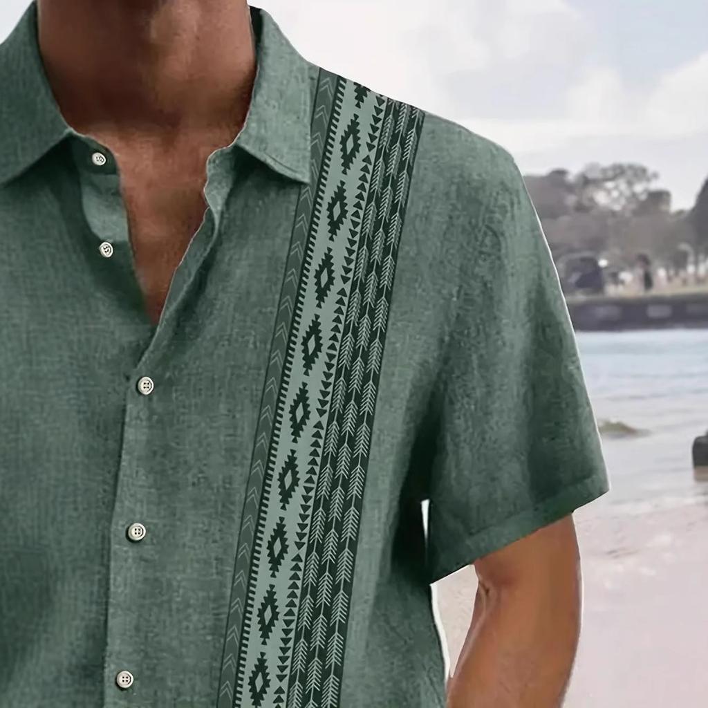 Summer Short Sleeve Flower Shirt Men'S Beach Large Size Casual Retro 3D Digital Printing Men'S Shirt Trend