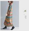 2023 Autumn Korean Style Loose Plus Size Irregular Stripe Long Sleeve Dress