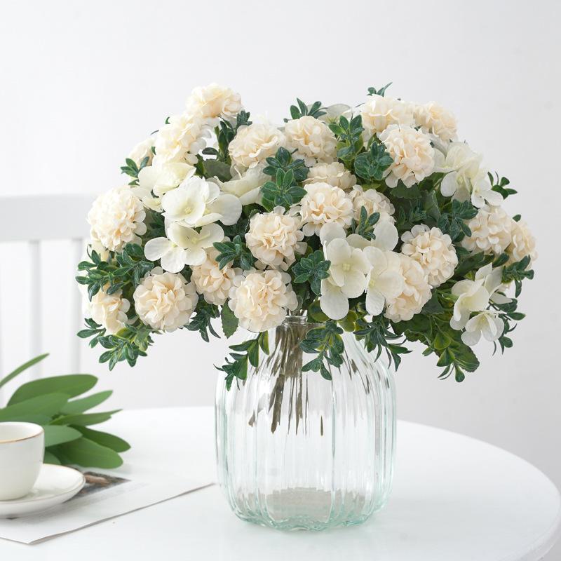 5-pronged Vintage Hydrangea, Silk Flower, Artificial Flower, Green Plant, Wedding Photography, Home Decoration Arrangement
