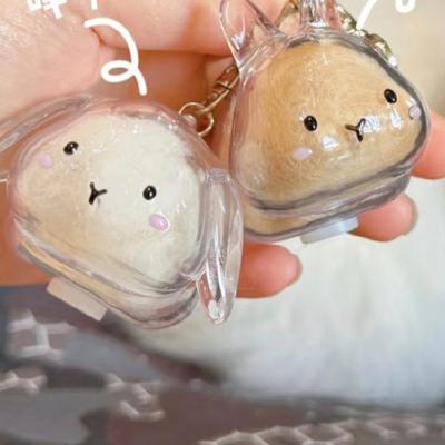 Functional Rabbit Shape Keepsakes Pendant Keychain Bunnies Hair Storage Box Clear Pet Furs Organizers Bag Charm Gift