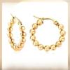 High-End European and American Stainless Steel Hoop Earrings with Steel Beads