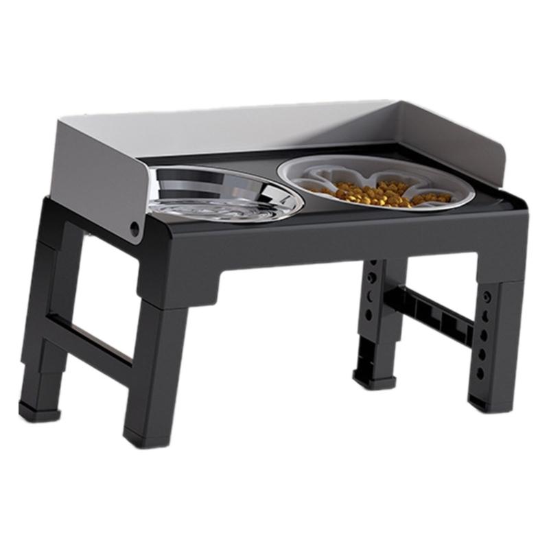 

2 в 1 миска для собак, дозатор для медленного кормления щенков, легко регулируемая высота миски для воды серый