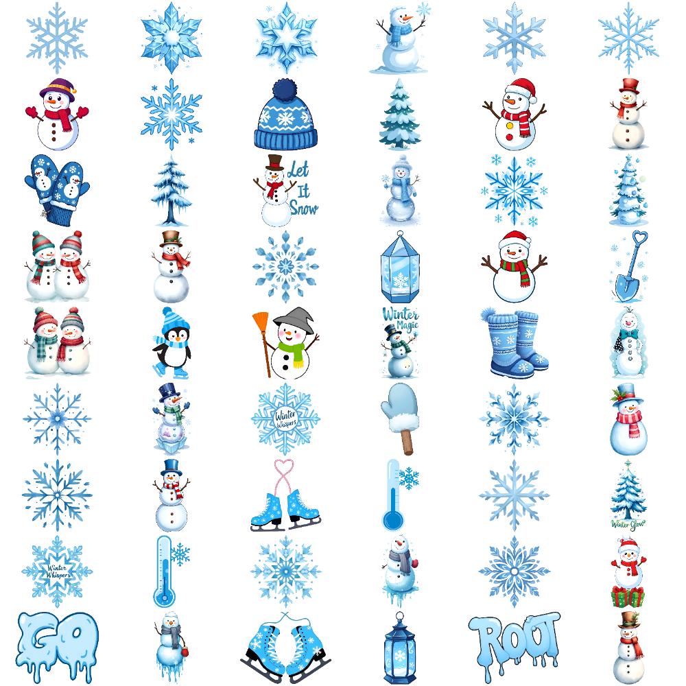 54 шт. Временные татуировки Наклейки «Снежинка» Временные наклейки-татуировки Наклейки «Снеговик» Для