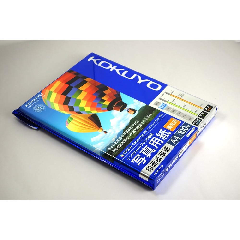 Kokuyo (KOKUYO) Inkjet Photo Paper, Photographic Paper, Base Paper, High Gloss, A4, 100 Sheets, K...