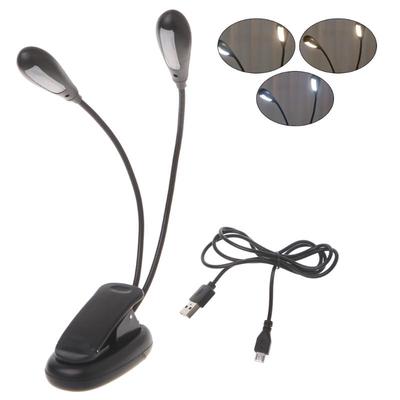2 Dual Flexible Arms 4 LED Clip-on Light Lamp for Piano Music Stand Book EA Drop Ship