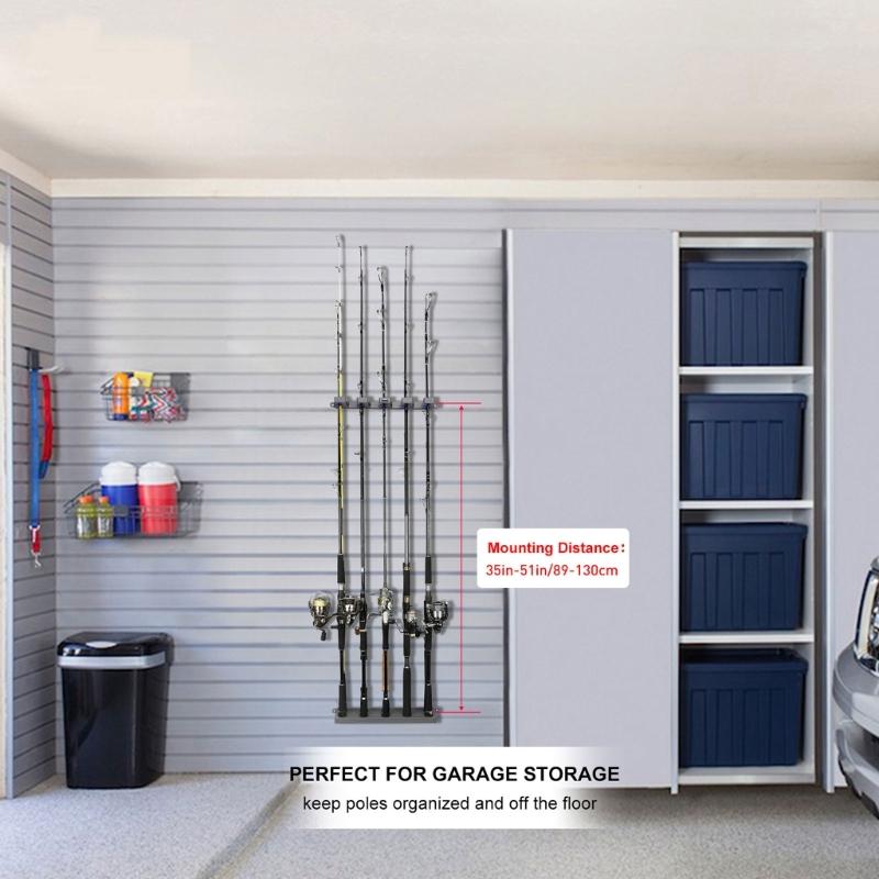 Vertical Fishing Rod Holder Wall Mounted Fishing Rod Rack, Store 10 Rods, Fishing Poles Holder Garage Vertical Rod Rack