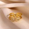 Gold Color Flower Rings For Women Aesthetic Geometry Stainless Steel Star Anillos Party Wedding Jewelry Elegant Gift Christmas