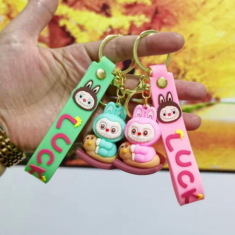 Colorful Cartoon Pvc Sheep Keychain Adorable Soft Keyring for Bags and Cars