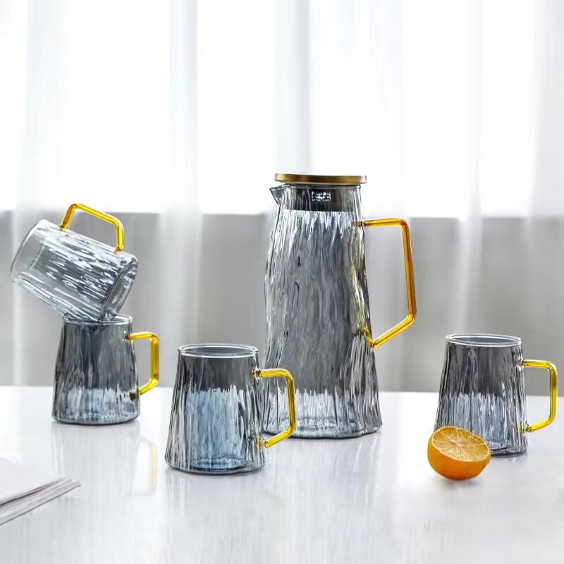 Shangqi Glacier Pattern Glass Pitcher & 4 Cups Set