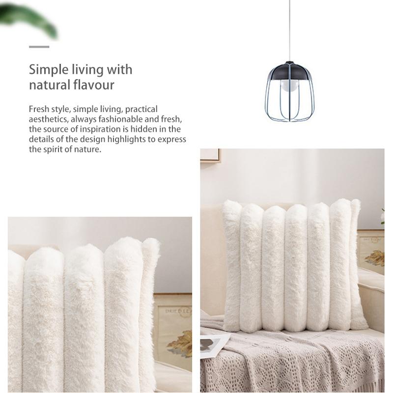 Faux Fur Pillow Covers Cozy Gentle Striped Ornamental Throw Pillow Covers Velvet Empty Pillowcase Cushion Case For Sofa Couch