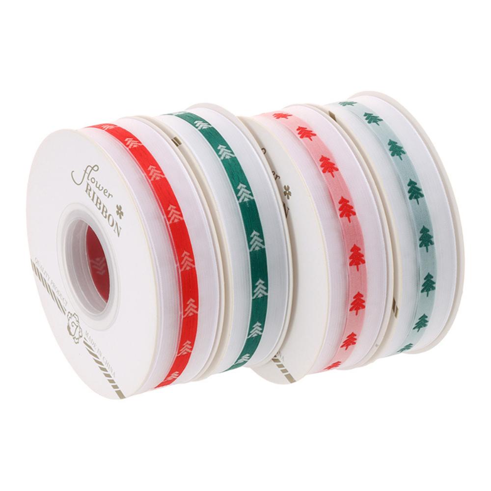 25yards 15/25mm Christmas Tree Ribbon Printed Polyester Ribbons for Decor Xmas Gift Rope Wrapping New Year Gifts Crafts