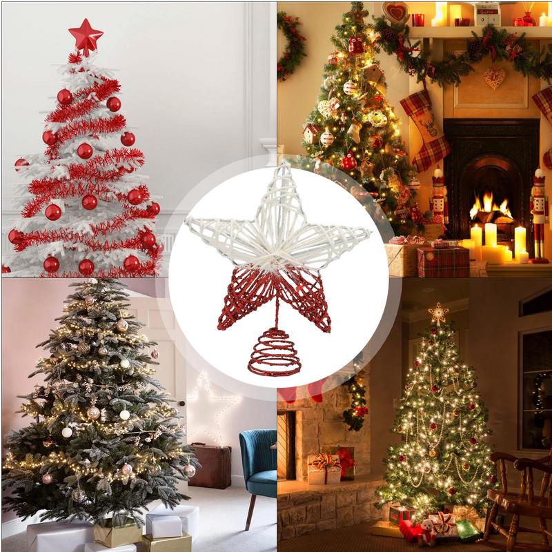Lighted Star Tree Topper 25cm Christmas Treetop Star Gradient Christmas Treetop Star Hollow Iron Star Tree Keepsake With LED
