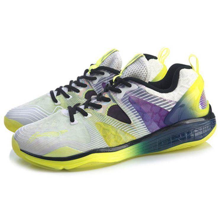 Li Ning Breathable Rebound Badminton Professional Competition Shoes Unisex Shoes White Green Blue AYAQ003-1